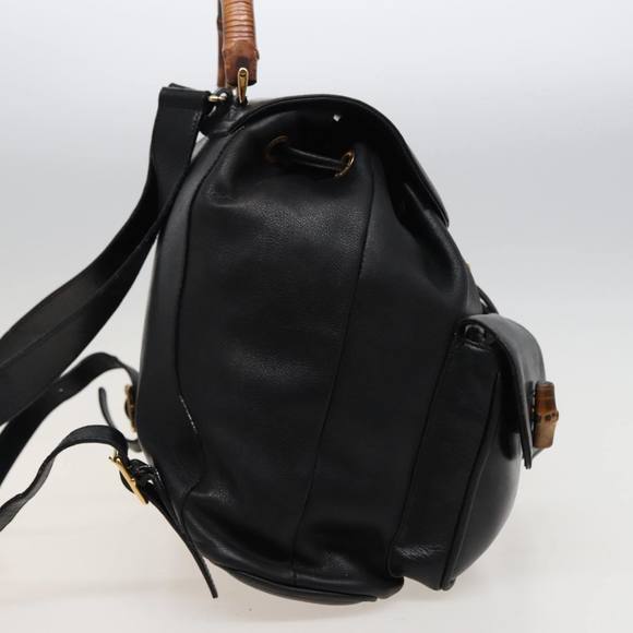 GUCCI Bamboo Backpack Leather Black 003 2058 0016 Auth 76392 - Picture 3 of 16